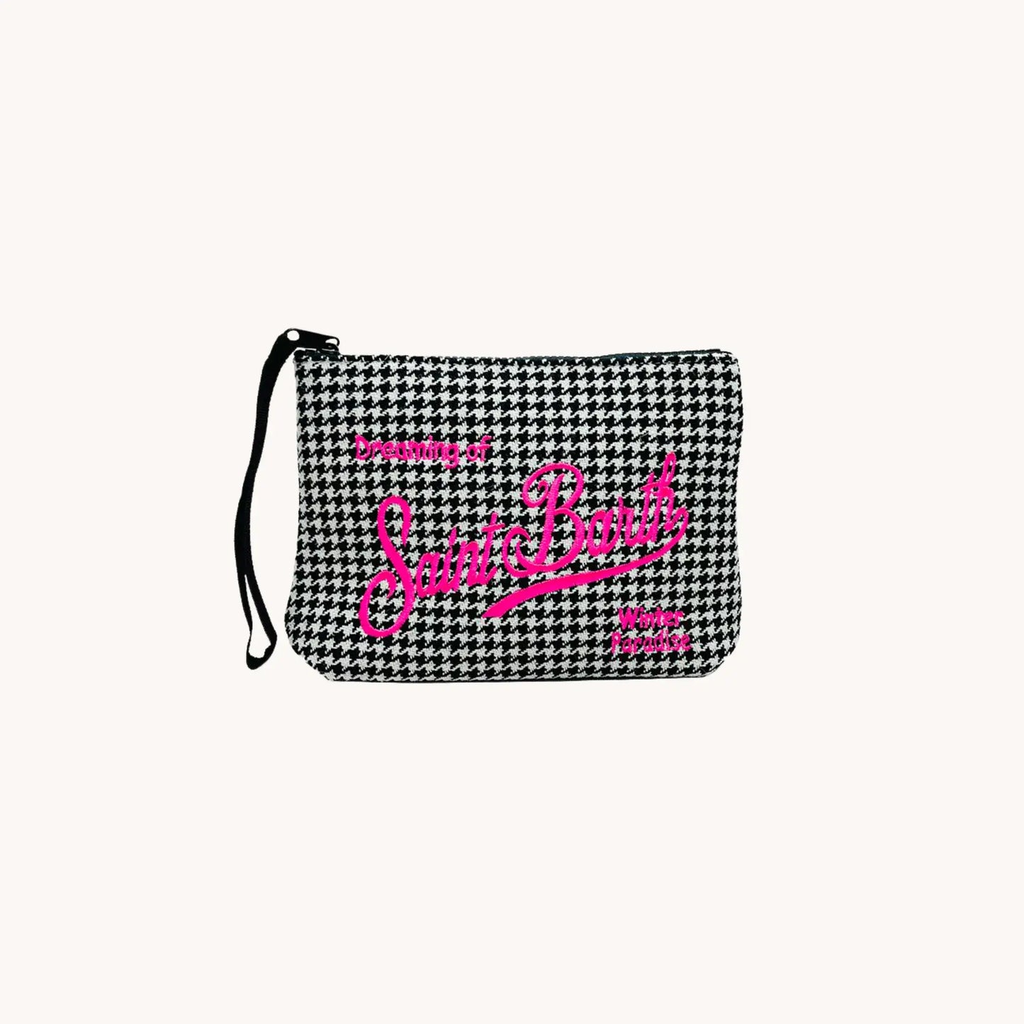 Pochette a mano in tela - Quadretti Grigia