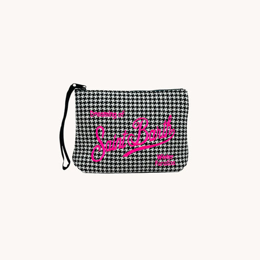 Pochette a mano in tela - Quadretti Grigia