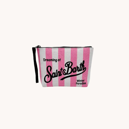 Pochette a mano in tela - Righe Bianca e Rosa
